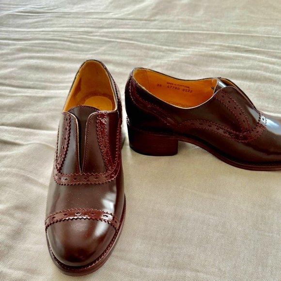 Angela Scott Shoes - Women's Angela Scott Ms. Arzner Shoes Size 38/7.5 Burgundy Maroon Leather